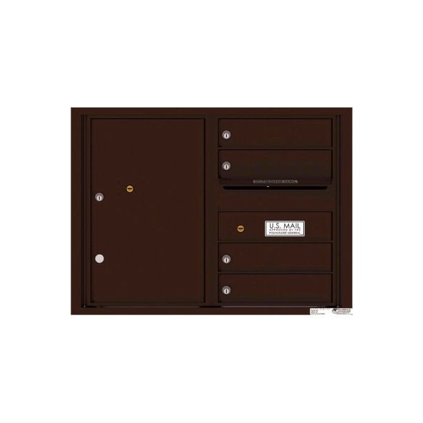 Florence Mfg Co Florence Versatile 4C Mailbox 4C06D-04, 23-1/4"H, 4 Mailboxes, 1 Parcel, Front Loading, Brown, USPS 4C06D-04DB - main